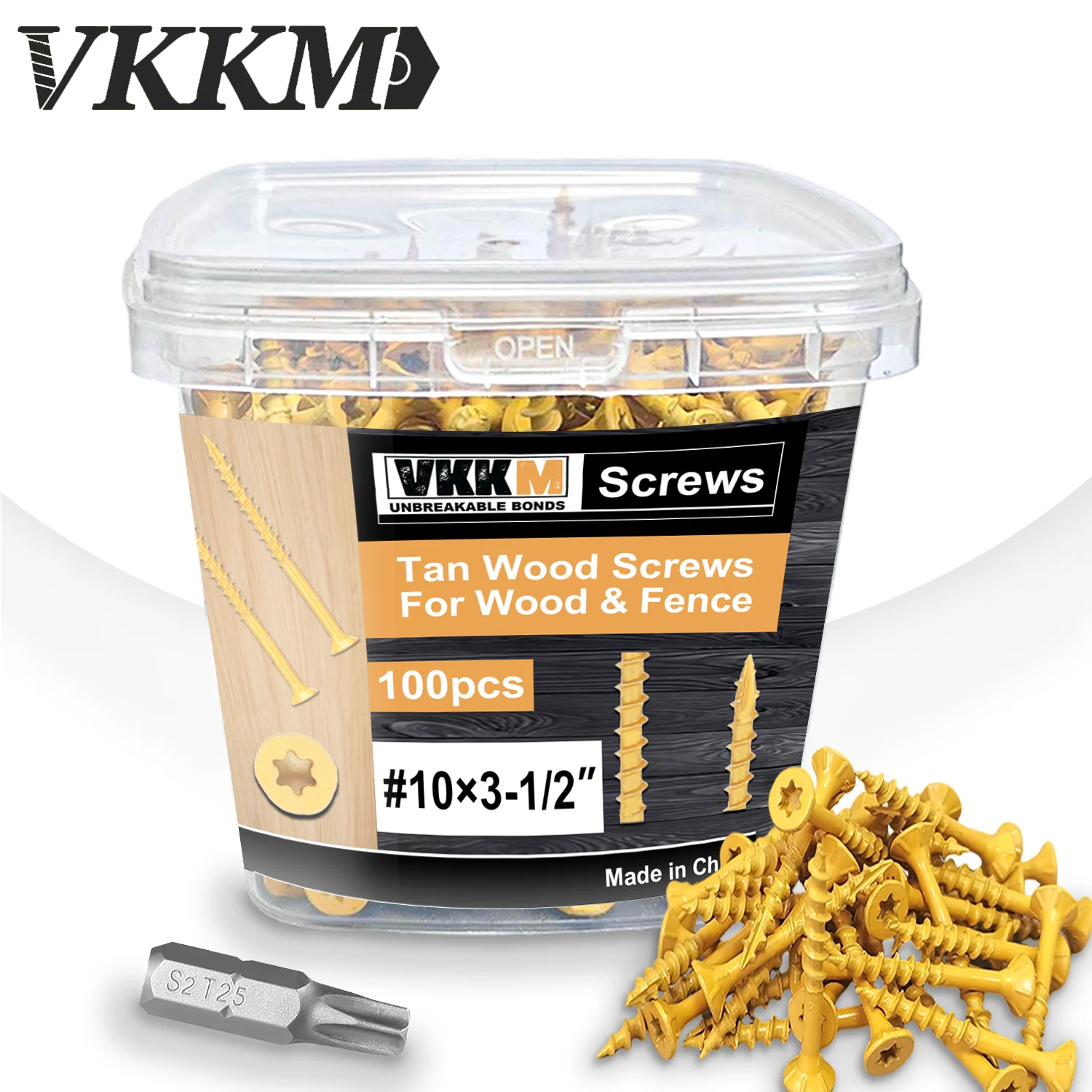 VKKM 100 шт. установочных винтов диаметром 3-1/2 дюйма, шурупов по дереву # 10*3-1/2, покрытие из эпоксидной смолы, дополнительное звездное сверло T25, желтое. 
VKKM 100 шт. установочных винтов диаметром 3-1/2 дюйма, шурупов по дереву # 10*3-1/2, покрытие из эпоксидной смолы, дополнительное звездное сверло T25, желтое.