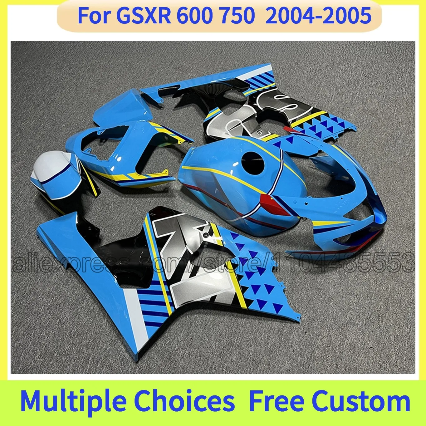 Blue Fairing Kit For Suzuki GSXR 600 GSXR 750 2004 2005 Injection Bodywork Panels Set with seat cowl and tank cover
Blue Fairing Kit For Suzuki GSXR 600 GSXR 750 2004 2005 Injection Bodywork Panels Set with seat cowl and tank cover