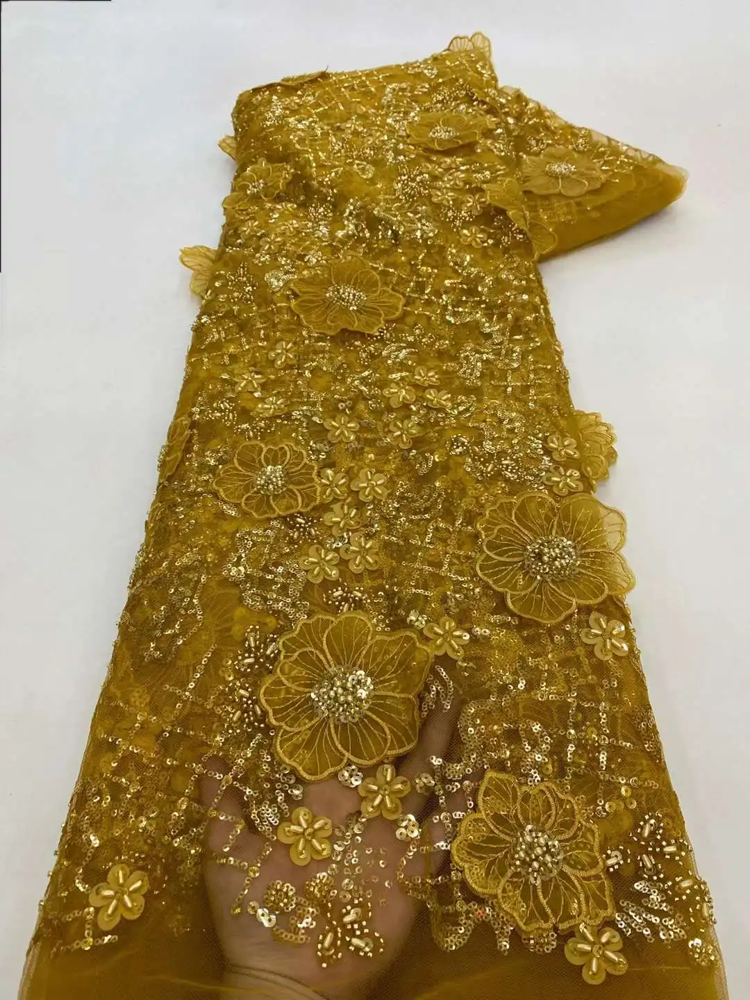 Luxury Handmade Beaded Lace Fabric with Flower Embroidery 3D Materials African Dubai Pearl Tulle Dress Lace Fabric Sewing XZ85TY
Luxury Handmade Beaded Lace Fabric with Flower Embroidery 3D Materials African Dubai Pearl Tulle Dress Lace Fabric Sewing XZ85TY