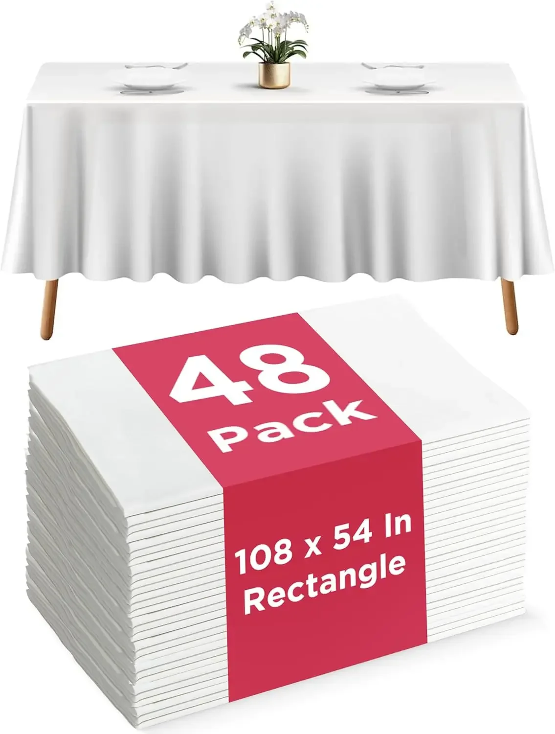 48 White Plastic Tablecloth 108x54 Inches - No See-Through Rectangular Disposable Tablecloths for Indoor and Outdoor Events - He
48 White Plastic Tablecloth 108x54 Inches - No See-Through Rectangular Disposable Tablecloths for Indoor and Outdoor Events - He