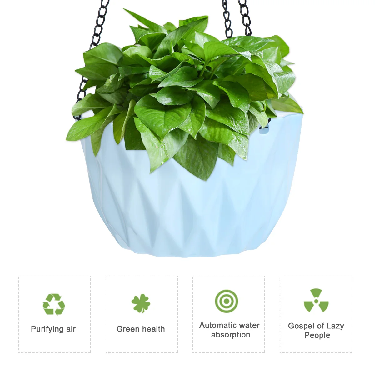 1pc Hanging Flower Pot Blue Plastic Self Watering Durable Easy Use Plant Decorations Garden Supplies
1pc Hanging Flower Pot Blue Plastic Self Watering Durable Easy Use Plant Decorations Garden Supplies