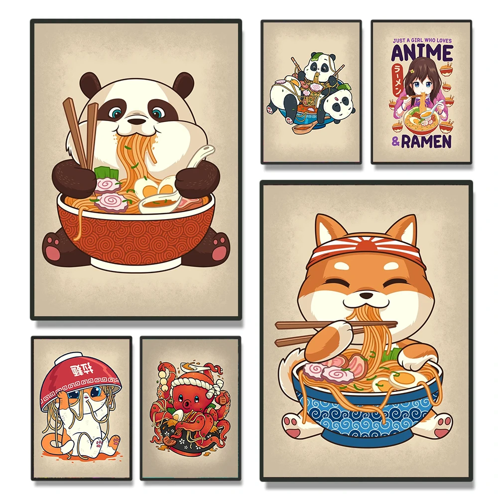 Retro Cute Animals Food Poster Ramen Sushi Panda Cat Rabbit Monkey Canvas Painting Wall Art for Kitchen Home Decor
Retro Cute Animals Food Poster Ramen Sushi Panda Cat Rabbit Monkey Canvas Painting Wall Art for Kitchen Home Decor