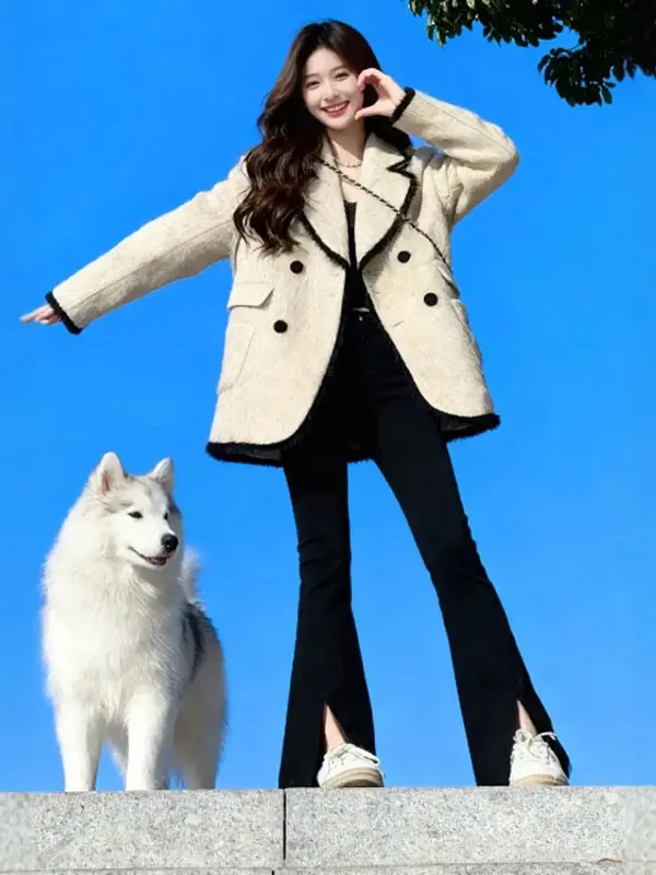 Korean Sle Thiened Fce Lined Woolen Suit Jaet Faionable Ele Coat Winter 2026 Women's Casual Wear Long Sve
Korean Sle Thiened Fce Lined Woolen Suit Jaet Faionable Ele Coat Winter 2026 Women's Casual Wear Long Sve