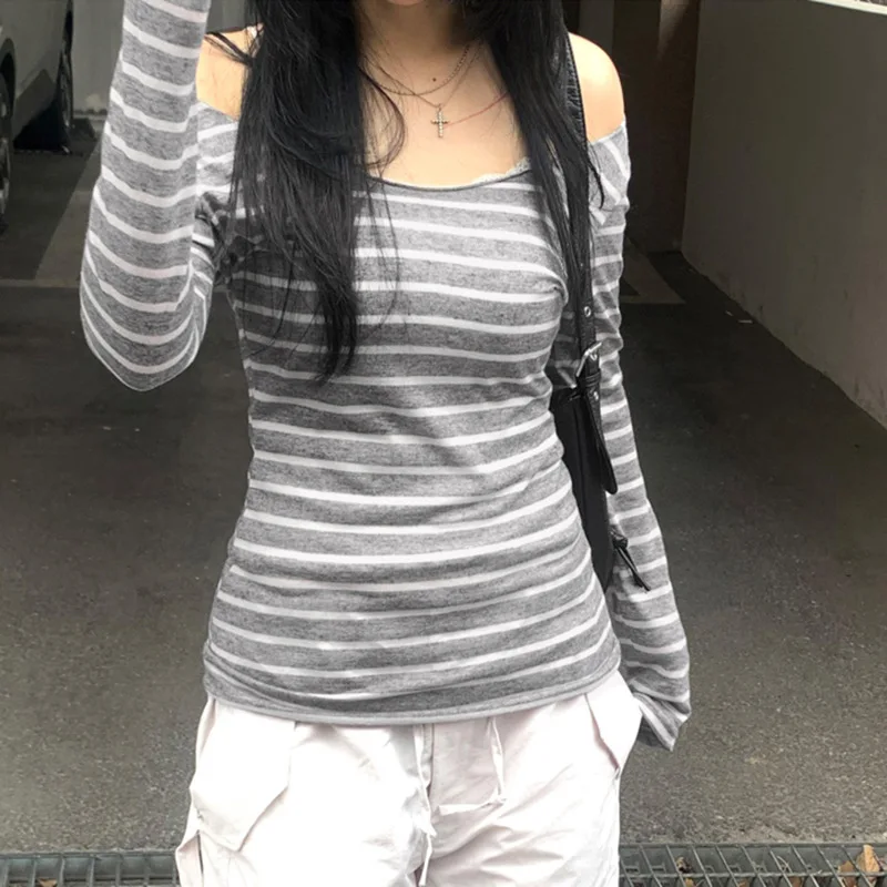 Модные удобные тонкие старые полоски на одно плечо для латинских танцев с длинными рукавами, весенний новый универсальный пуловер, тонкие повседневные топы
Модные удобные тонкие старые полоски на одно плечо для латинских танцев с длинными рукавами, весенний новый универсальный пуловер, тонкие повседневные топы