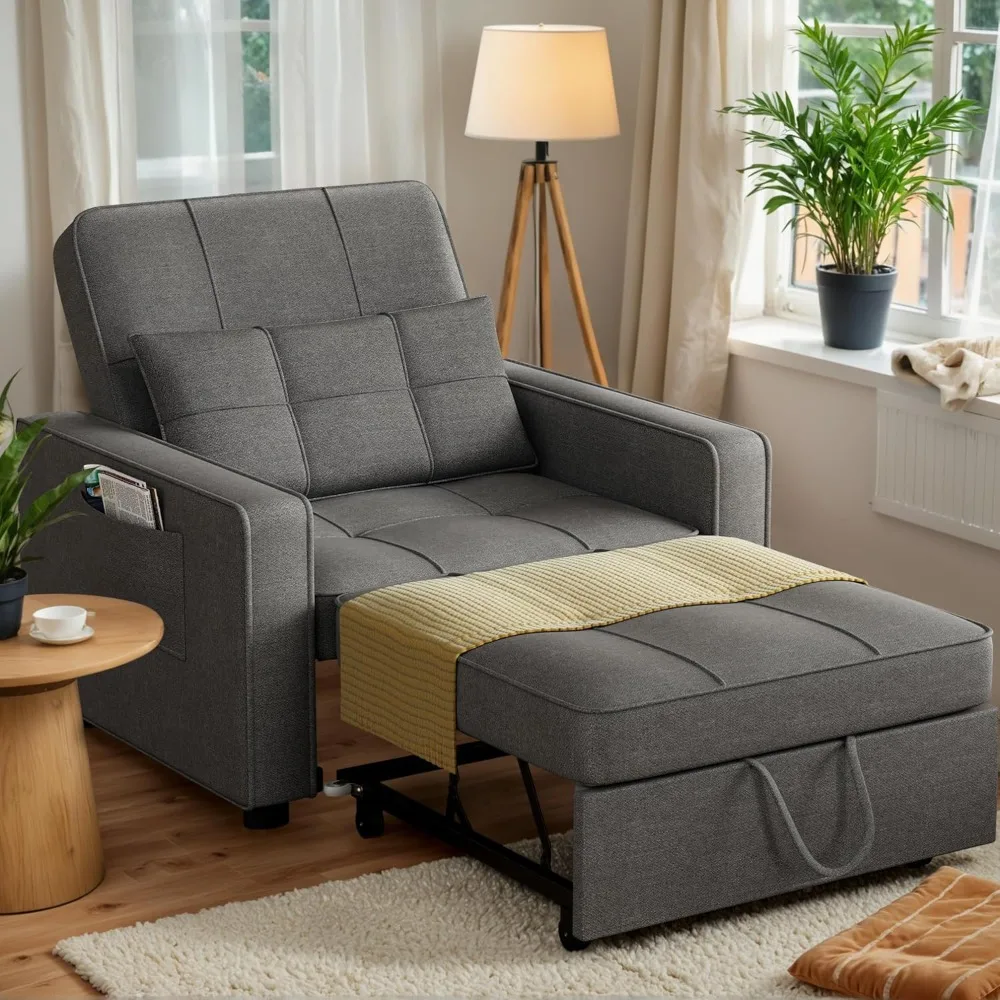 Sleeper Chair, 3-in-1 Convertible Sleeper Sofa Bed for Adults, Linen Fabric Pull Out Chair Bed with Adjustable Backrest
Sleeper Chair, 3-in-1 Convertible Sleeper Sofa Bed for Adults, Linen Fabric Pull Out Chair Bed with Adjustable Backrest
