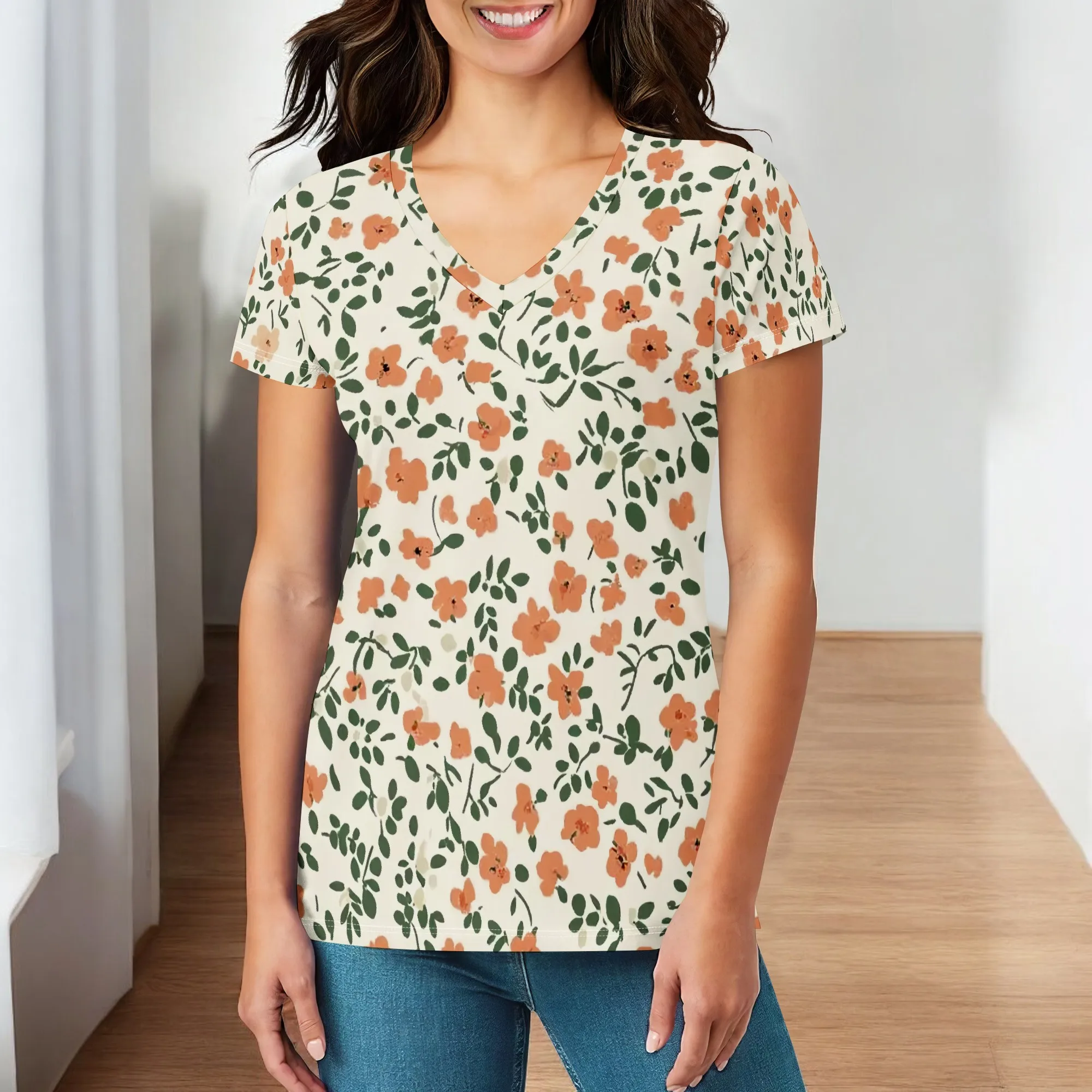 Women Trendy Floral Pattern Summer Shirts and Blouses Short Sleeve Tops V Neck Loose Fit Casual Tees Vacation Outfits
Women Trendy Floral Pattern Summer Shirts and Blouses Short Sleeve Tops V Neck Loose Fit Casual Tees Vacation Outfits