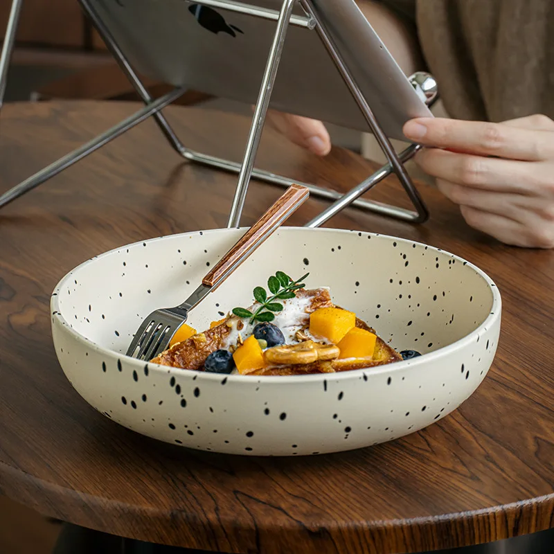 Керамическая миска с брызгами, глубокая тарелка, высококачественная эстетичная миска для женщин, легкий пищевой салат
Керамическая миска с брызгами, глубокая тарелка, высококачественная эстетичная миска для женщин, легкий пищевой салат