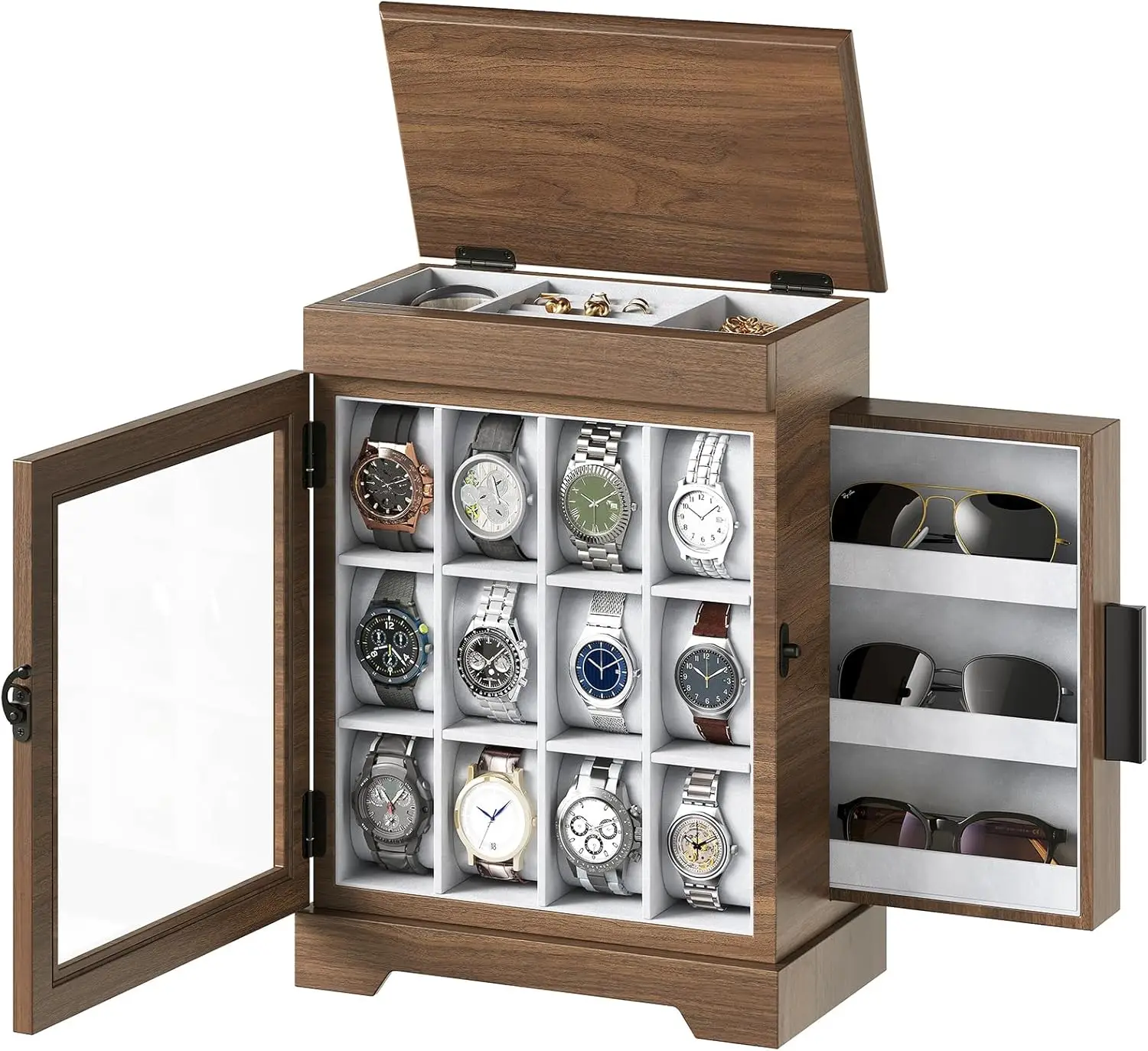 12-Slot Watch Box with Flip-Top Storage, Wooden Watch Case with Acrylic Display, Watch Display Case with Drawer, for Watches
12-Slot Watch Box with Flip-Top Storage, Wooden Watch Case with Acrylic Display, Watch Display Case with Drawer, for Watches