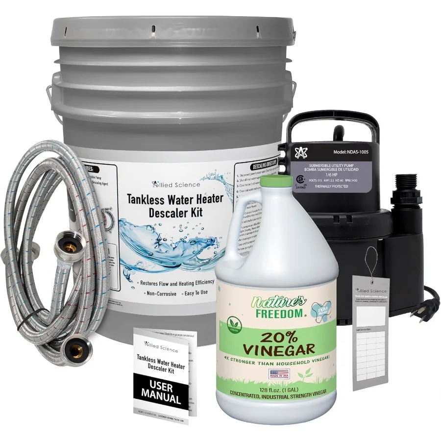 Tankless Water Heater Flush Kit with Gallon Concentrated Vinegar Dilutes to 4 Gallons for Efficient Scale Removal and System Ma
Tankless Water Heater Flush Kit with Gallon Concentrated Vinegar Dilutes to 4 Gallons for Efficient Scale Removal and System Ma