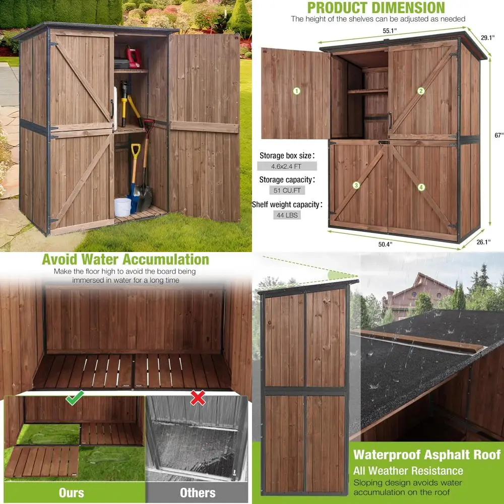 Деревянный сарай для хранения на открытом воздухе 4,6x2,42 фута с металлическим каркасом, водонепроницаемый садовый сарай для инструментов, регулируемые особенности
Деревянный сарай для хранения на открытом воздухе 4,6x2,42 фута с металлическим каркасом, водонепроницаемый садовый сарай для инструментов, регулируемые особенности