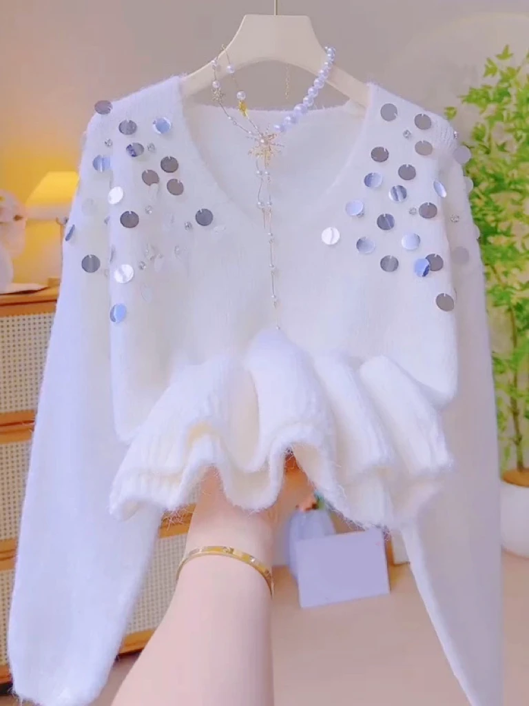 Lu Knitted V-Ne Sweater Women's Soft Long Sve Heavy Embelliment Autumn Winter New Sle Versatile Comfortable Sweater
Lu Knitted V-Ne Sweater Women's Soft Long Sve Heavy Embelliment Autumn Winter New Sle Versatile Comfortable Sweater