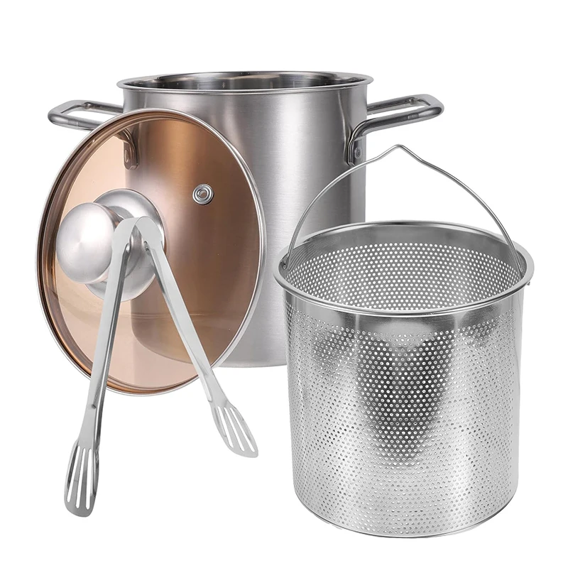 3L Deep Fryer Pot Stainless Steel Frying Pot With Mesh kitchen Steamer Basket Japanese Tempura Fryer Pot with Lid and Tong JT230
3L Deep Fryer Pot Stainless Steel Frying Pot With Mesh kitchen Steamer Basket Japanese Tempura Fryer Pot with Lid and Tong JT230