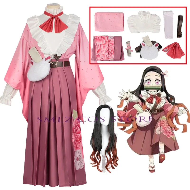 Kamado Nezuko Cosplay Anime Costume Pink Uniform Dress Wig Bag Kimono Halloween Party Outfit for Women
Kamado Nezuko Cosplay Anime Costume Pink Uniform Dress Wig Bag Kimono Halloween Party Outfit for Women