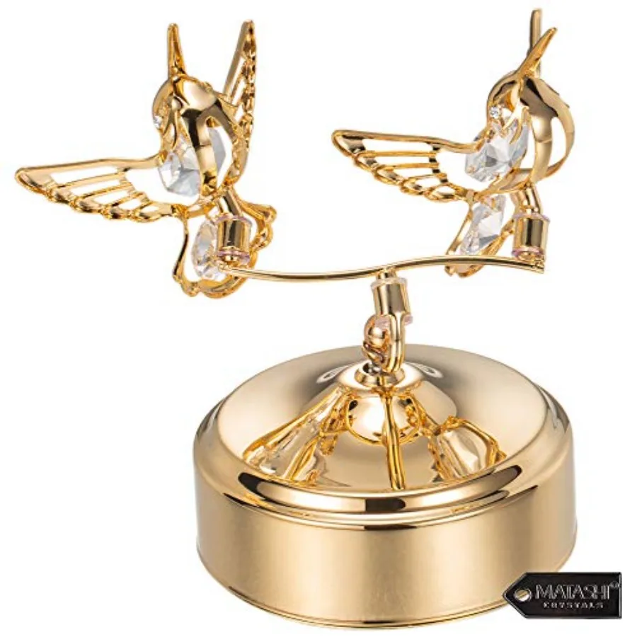 24K Gold Plated Music Box with Two Hummingbirds Stunning Holiday Tabletop Décor Perfect Christmas Valentine's and Mother's Day
24K Gold Plated Music Box with Two Hummingbirds Stunning Holiday Tabletop Décor Perfect Christmas Valentine's and Mother's Day
