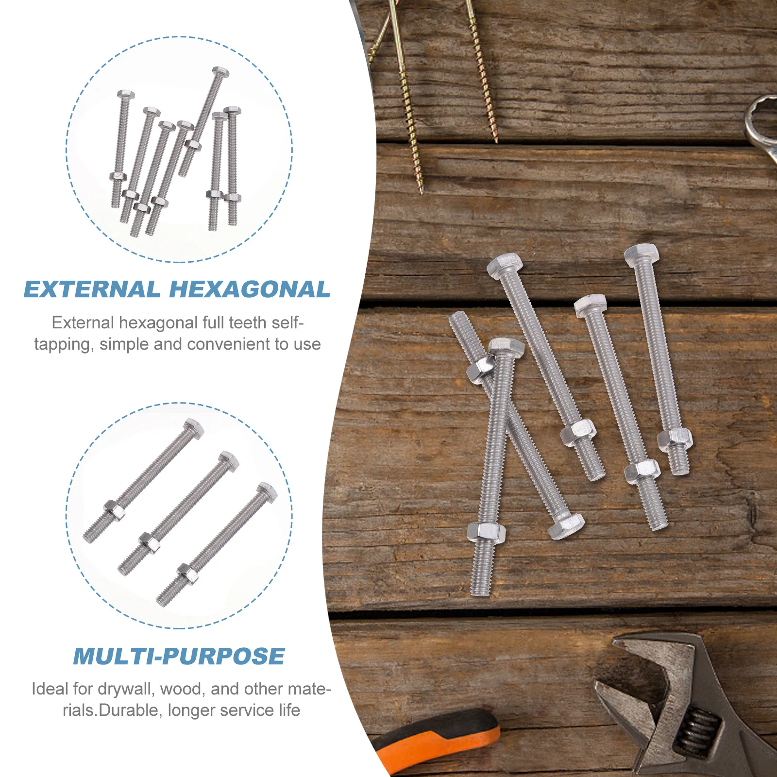 10Sets Stainless Steel Hexagon Bolt Screw Nut Combination Smooth Surface Rustproof Furniture Accessories Hexagon Bolt
10Sets Stainless Steel Hexagon Bolt Screw Nut Combination Smooth Surface Rustproof Furniture Accessories Hexagon Bolt
