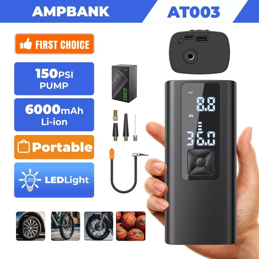 AMPBANK AT003 150 PSI автомобильный воздушный насос компрессор электрический портативный автоматический воздушный насос для автомобильных шин для автомобиля мотоцикла
AMPBANK AT003 150 PSI автомобильный воздушный насос компрессор электрический портативный автоматический воздушный насос для автомобильных шин для автомобиля мотоцикла