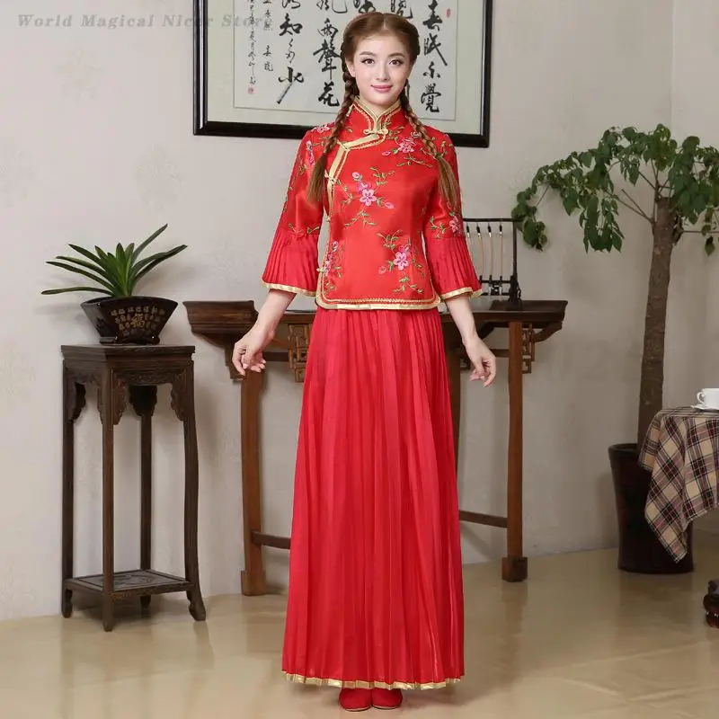 Chinese Traditional Hanfu Qipao Set Wedding Bridesmaid Tang Top Long Skirt Xiuhe Cheongsam Stage Performance Fancy Dress S-3XL
Chinese Traditional Hanfu Qipao Set Wedding Bridesmaid Tang Top Long Skirt Xiuhe Cheongsam Stage Performance Fancy Dress S-3XL