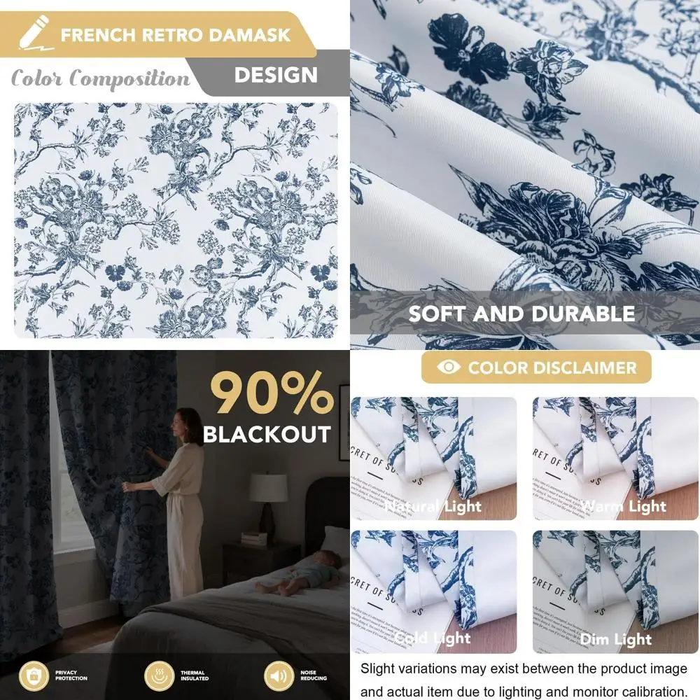 Vintage Boho Floral Print Curtains, 96 Grommet Top, 2-Panel Set, Stone Blue, Farmhouse Style, Room Darkening for Living Room
Vintage Boho Floral Print Curtains, 96 Grommet Top, 2-Panel Set, Stone Blue, Farmhouse Style, Room Darkening for Living Room