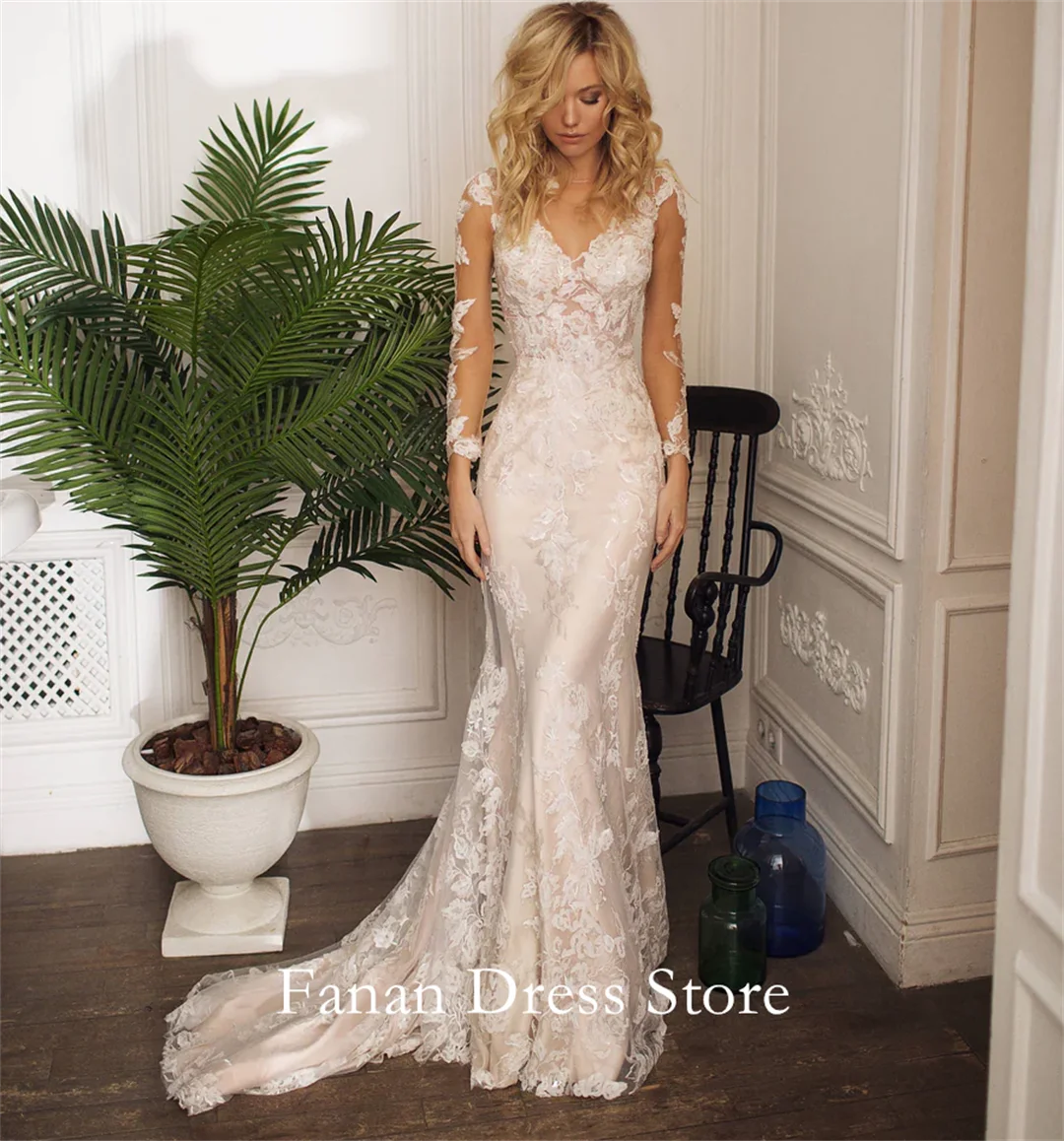 Fanan Elegant Boat Neck Wedding Dress Mermaid Customized Tulle Champagne Lace Ruched Ivory Bridal Party Gown Vestidos De Novia
Fanan Elegant Boat Neck Wedding Dress Mermaid Customized Tulle Champagne Lace Ruched Ivory Bridal Party Gown Vestidos De Novia