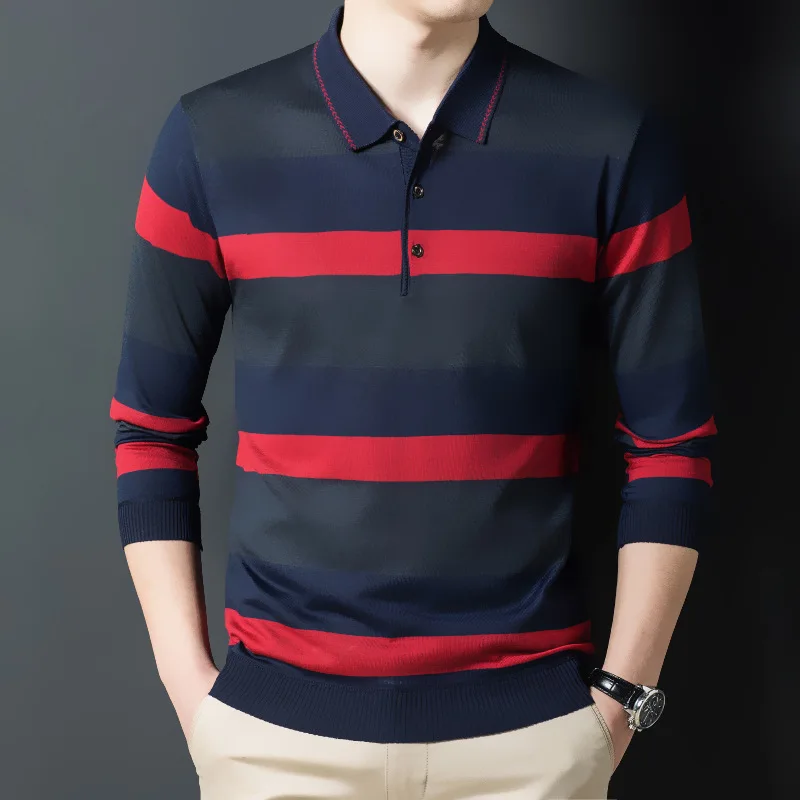 2022 Spring Autumn Long Sleeve Men's Polo Shirts Fashion Turn Down Collar Striped Business Casual Knitted Male Tops 3XL
2022 Spring Autumn Long Sleeve Men's Polo Shirts Fashion Turn Down Collar Striped Business Casual Knitted Male Tops 3XL