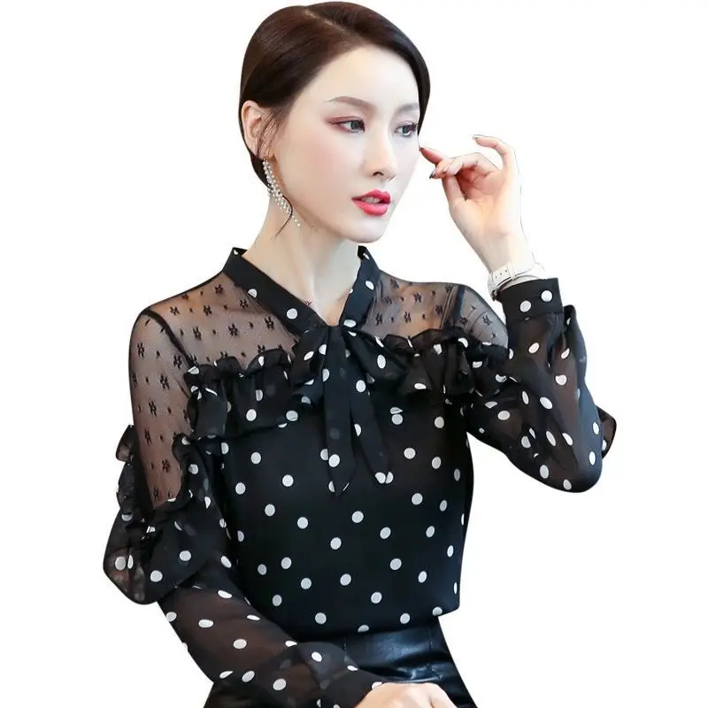 Fashion Ruffles Polka Dot Hollow Out Gauze Bow Blouse Female Clothing 2023 Summer Autumn Casual Tops Sweet Shirt
Fashion Ruffles Polka Dot Hollow Out Gauze Bow Blouse Female Clothing 2023 Summer Autumn Casual Tops Sweet Shirt