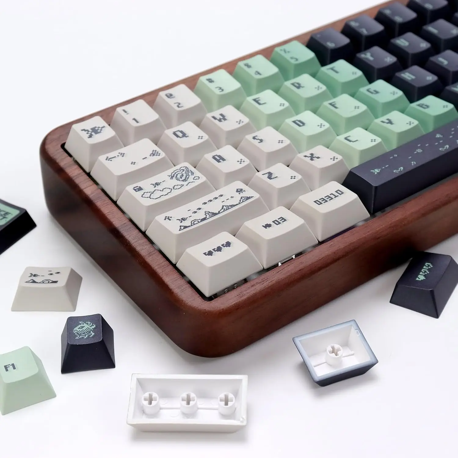 War Pixel Keycap Set 142 Keys Five-Sided Dye-Sublimation Keycaps Cherry Profile PBT Green Custom Keyboard Keycap for 61/64/68/84
War Pixel Keycap Set 142 Keys Five-Sided Dye-Sublimation Keycaps Cherry Profile PBT Green Custom Keyboard Keycap for 61/64/68/84