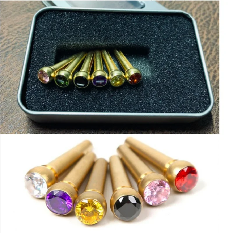 6PCS Guitar Bridge Pins Pure Brass with Crystal Acoustic Guitar Bridge Pins Strings Metal Guitar Pegs with Box
6PCS Guitar Bridge Pins Pure Brass with Crystal Acoustic Guitar Bridge Pins Strings Metal Guitar Pegs with Box