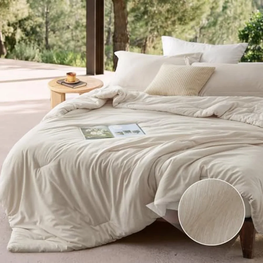 Comforter Set - Beige Soft Bedding for All Seasons, Cationic Dyed Bed Set, 3 Pieces, 1 Size Comforter 90"x90" and 2 Pillow Sham
Comforter Set - Beige Soft Bedding for All Seasons, Cationic Dyed Bed Set, 3 Pieces, 1 Size Comforter 90"x90" and 2 Pillow Sham