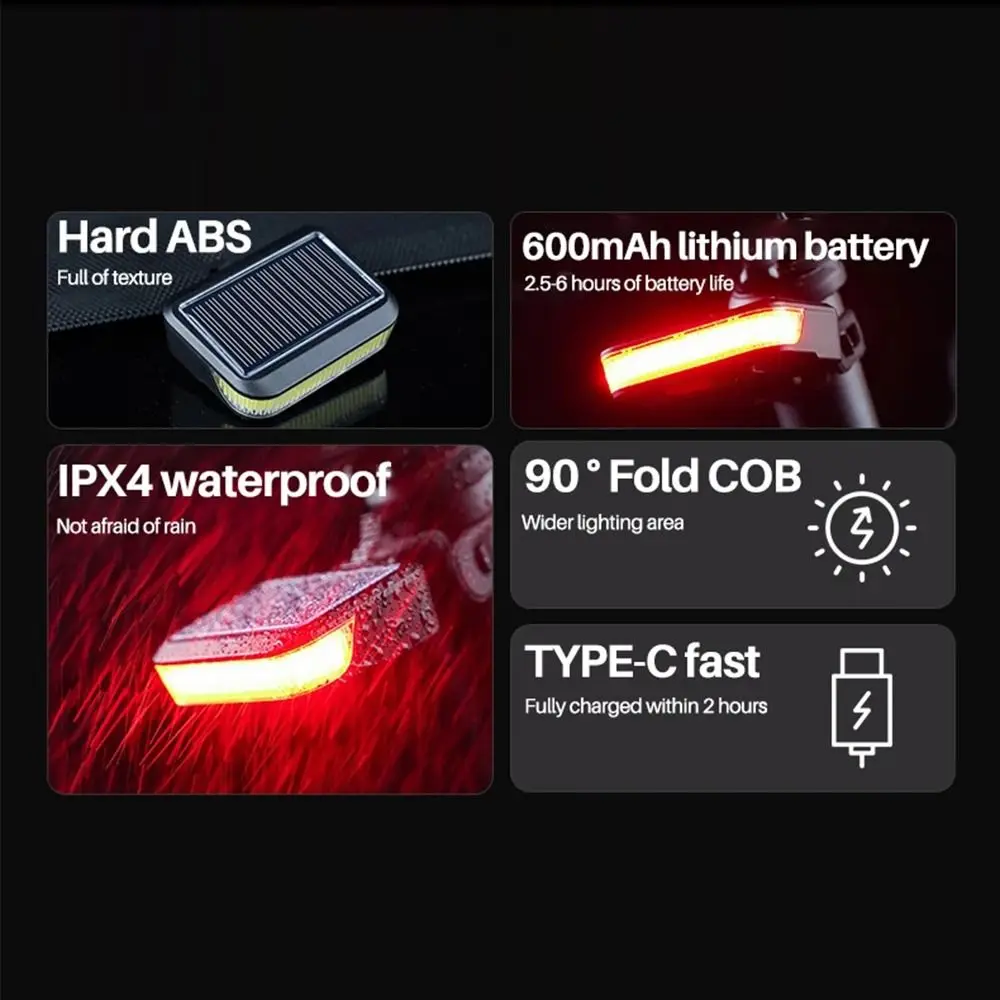 6 Gears Bike Solar Taillights Waterproof Foldable LED Cycling Lamp Adjustable Multifunctional Charging Emergency Warning Lights
6 Gears Bike Solar Taillights Waterproof Foldable LED Cycling Lamp Adjustable Multifunctional Charging Emergency Warning Lights