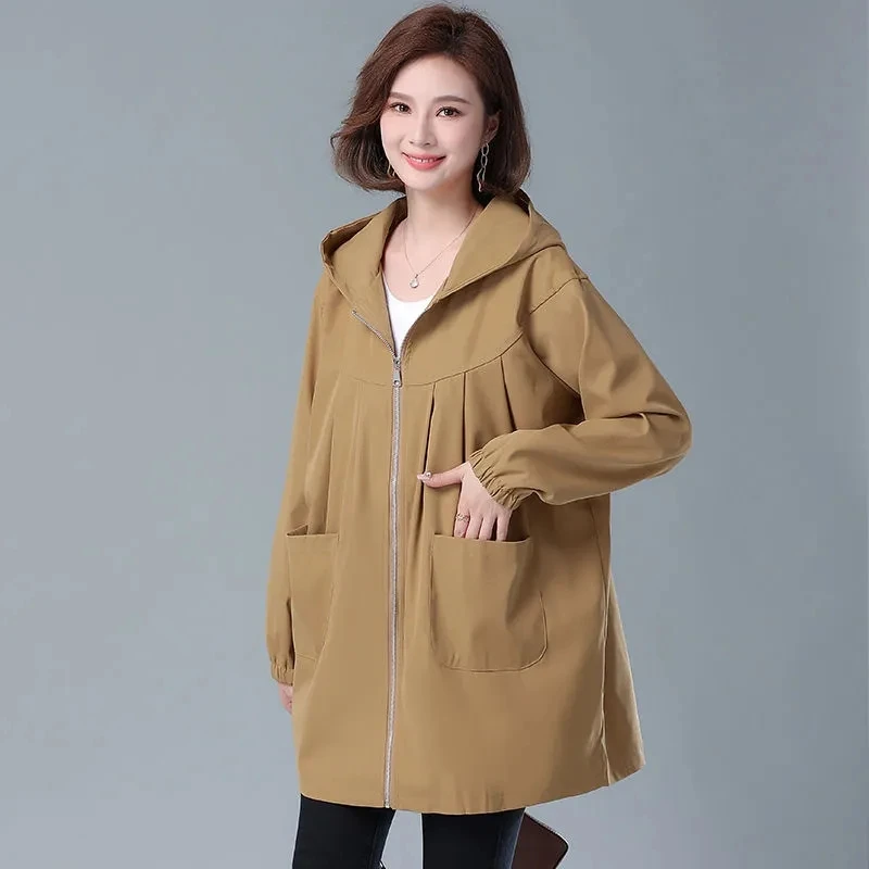Black Casual Jacket windbreaker Women's Mid length 2023 Spring Autumn New Loose Hooded Coat Solid Female Lining Trench Coats
Black Casual Jacket windbreaker Women's Mid length 2023 Spring Autumn New Loose Hooded Coat Solid Female Lining Trench Coats