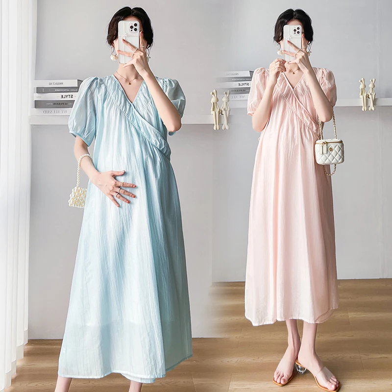 5507# 2023 Summer Korean Fashion Maternity Robe Dress Across V neck Loose Clothes for Pregnant Women Pregnancy Midi Long Dresses
5507# 2023 Summer Korean Fashion Maternity Robe Dress Across V neck Loose Clothes for Pregnant Women Pregnancy Midi Long Dresses