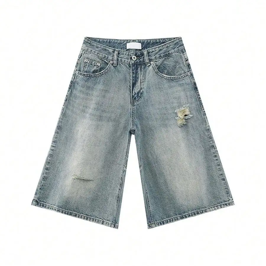 Ripped Washed Denim Shorts For Men Casual Streetwear Five Pocket Loose Fit Summer
Ripped Washed Denim Shorts For Men Casual Streetwear Five Pocket Loose Fit Summer