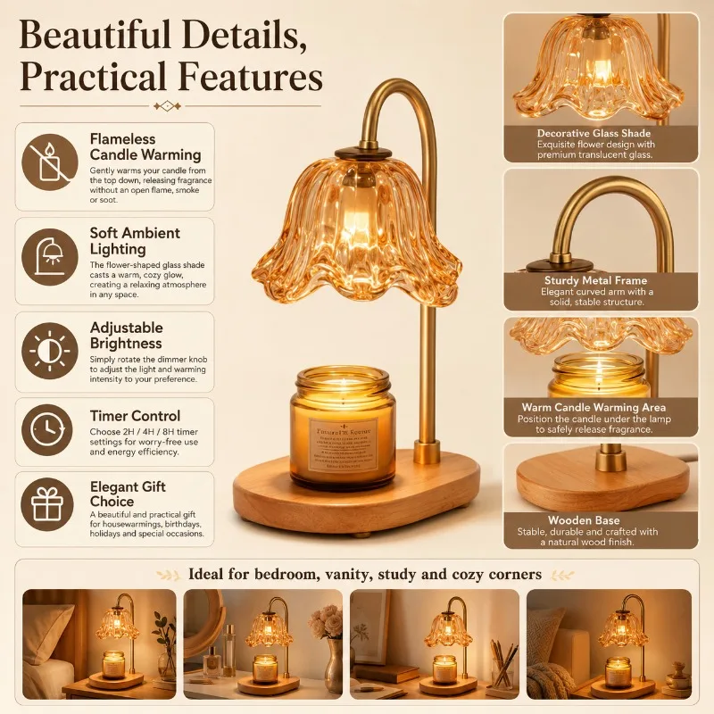 French Retro Lily of Valley Aroma Lamp Flameless Candle Warmer Timer Dimmer for Bedroom Tabletop Scented Décor Ambiance Gift
French Retro Lily of Valley Aroma Lamp Flameless Candle Warmer Timer Dimmer for Bedroom Tabletop Scented Décor Ambiance Gift