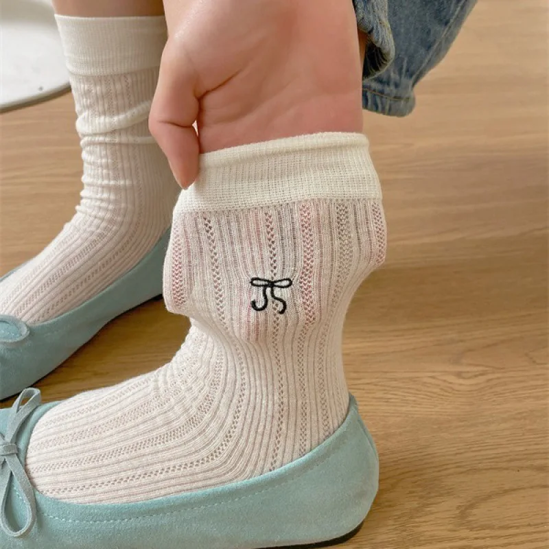 Women's Socks Mid-tube Spring Summer White Thin JK Solid Colors Harajuku Fashion Kawaii Girls Ballet Hollowed-out Bow Socks
Women's Socks Mid-tube Spring Summer White Thin JK Solid Colors Harajuku Fashion Kawaii Girls Ballet Hollowed-out Bow Socks