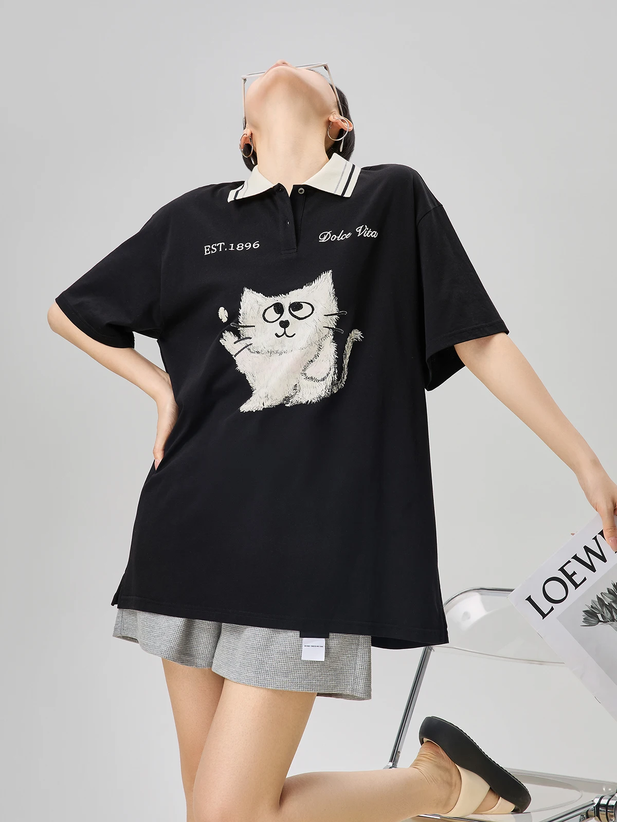 Bla Printed Ne ort Sve T-irt Women's Summer Faion Anti-Aging Top Korean Sle Straight Cut Polyester Blend
Bla Printed Ne ort Sve T-irt Women's Summer Faion Anti-Aging Top Korean Sle Straight Cut Polyester Blend