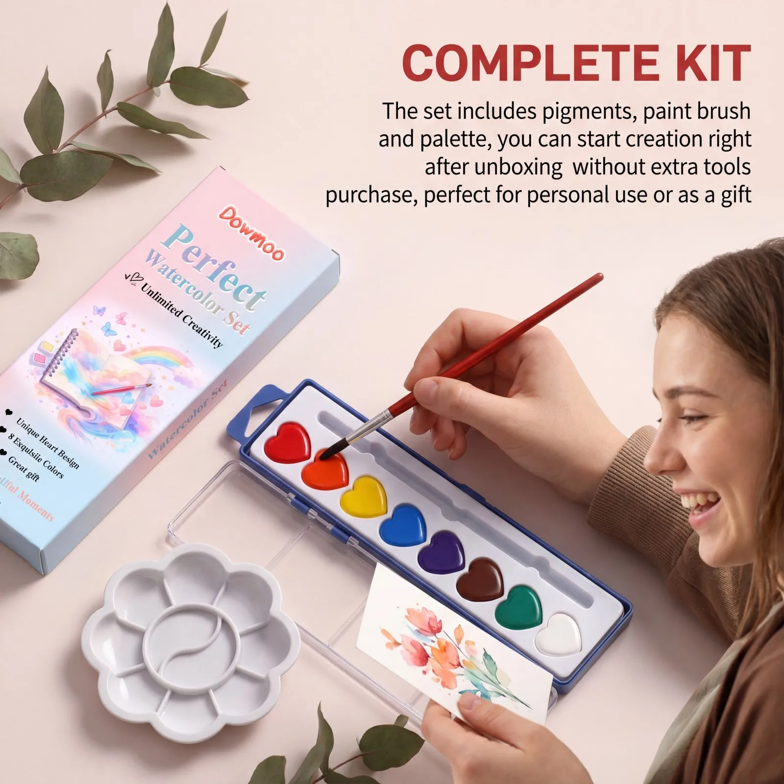 Portable Heart-shaped Watercolor Paint Set Blendable with Brush Palette Compact DIY Art Kit Outdoor Sketching Valentine Gift
Portable Heart-shaped Watercolor Paint Set Blendable with Brush Palette Compact DIY Art Kit Outdoor Sketching Valentine Gift