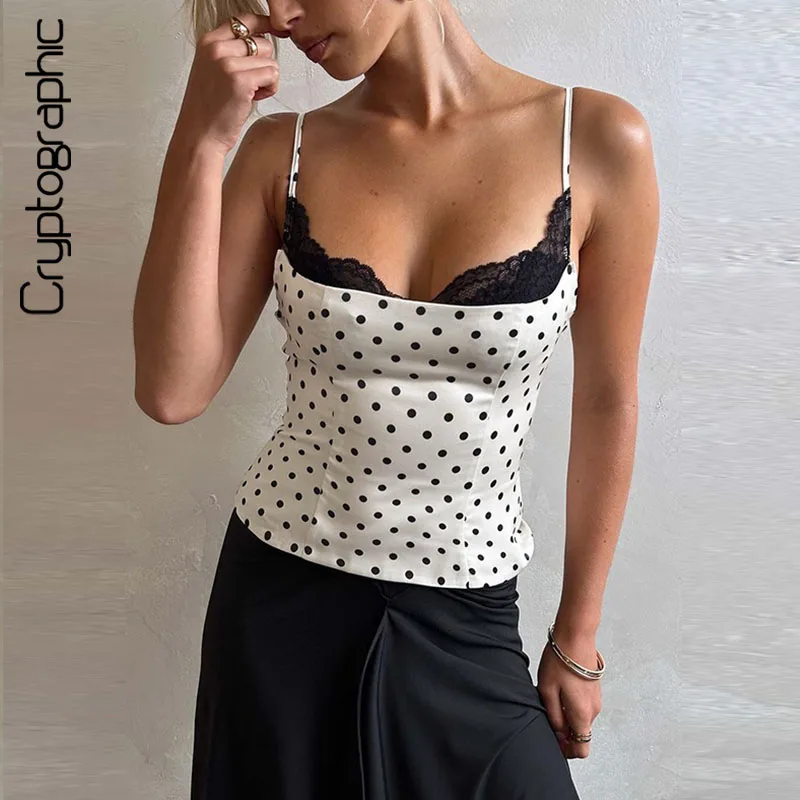 Polka Dot Lace Trim Cami Crop Top Spaghetti Strap Sexy Casual Going Out Summer Beach Vacation Festival Night Out
Polka Dot Lace Trim Cami Crop Top Spaghetti Strap Sexy Casual Going Out Summer Beach Vacation Festival Night Out