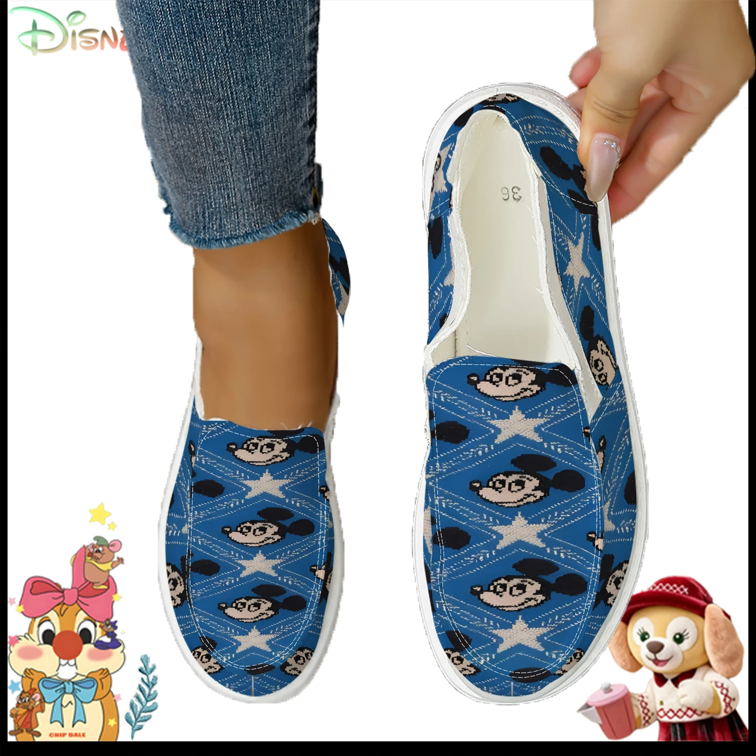 Disney Mickey Mouse Star Print Slip-On Canvas Shoes for Women - Casual Comfortable Flat Loafers
Disney Mickey Mouse Star Print Slip-On Canvas Shoes for Women - Casual Comfortable Flat Loafers