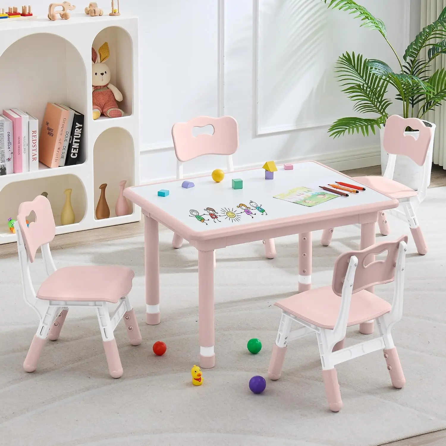 Kids Table and 4 Chairs Set, Height Adjustable (17.7"-26.1") Toddler Table and Chair Set, Multi-Activity Table with, Customized
Kids Table and 4 Chairs Set, Height Adjustable (17.7"-26.1") Toddler Table and Chair Set, Multi-Activity Table with, Customized