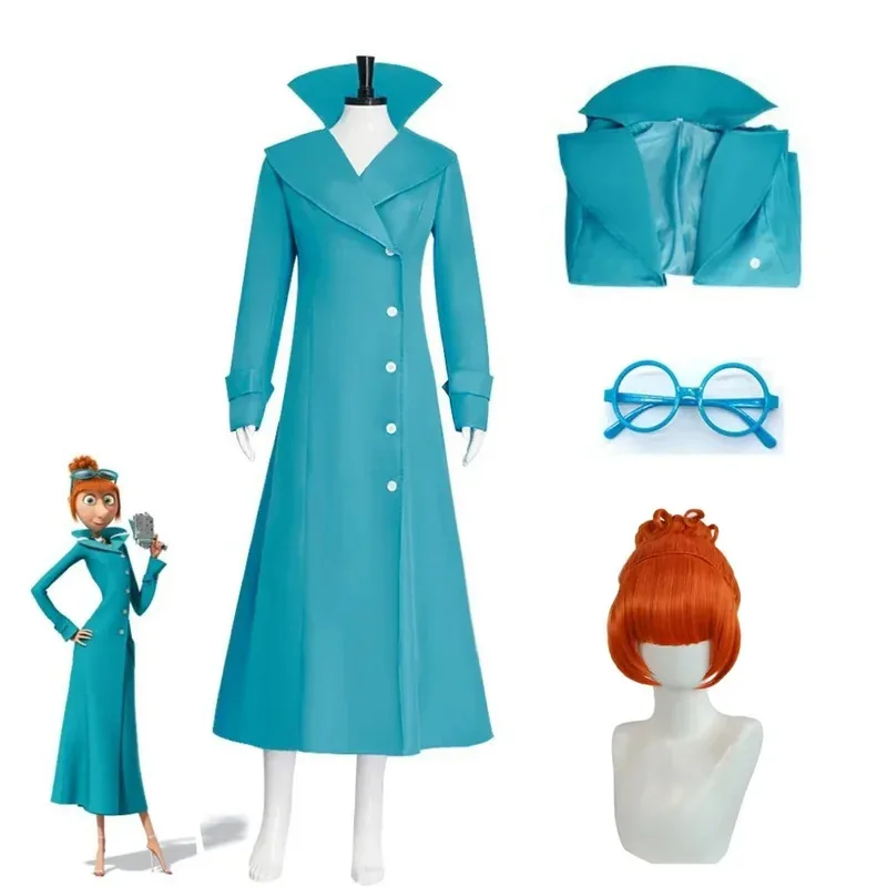 Movie Lucy Wilde Cosplay Costume Gru’s Wife Blue Glasses Wig Female Outfits Halloween Carnival Party Role Play Uniform for Women
Movie Lucy Wilde Cosplay Costume Gru’s Wife Blue Glasses Wig Female Outfits Halloween Carnival Party Role Play Uniform for Women