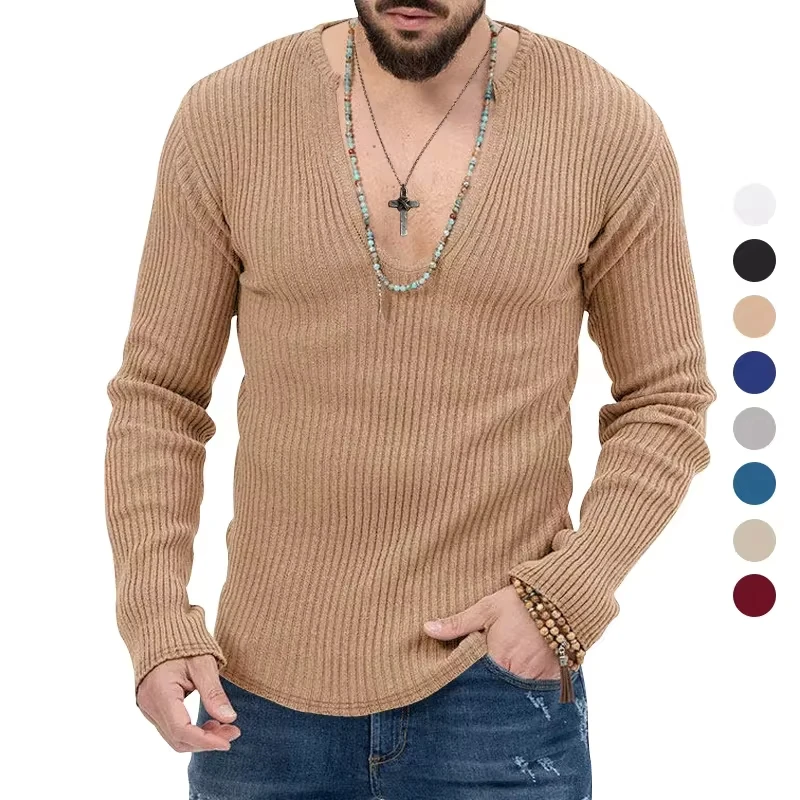 Men's autumn and wter new sweater casual knitted solid color slim fit v-neck gentleman men's long-sleeved t-shirt trui
Men's autumn and wter new sweater casual knitted solid color slim fit v-neck gentleman men's long-sleeved t-shirt trui