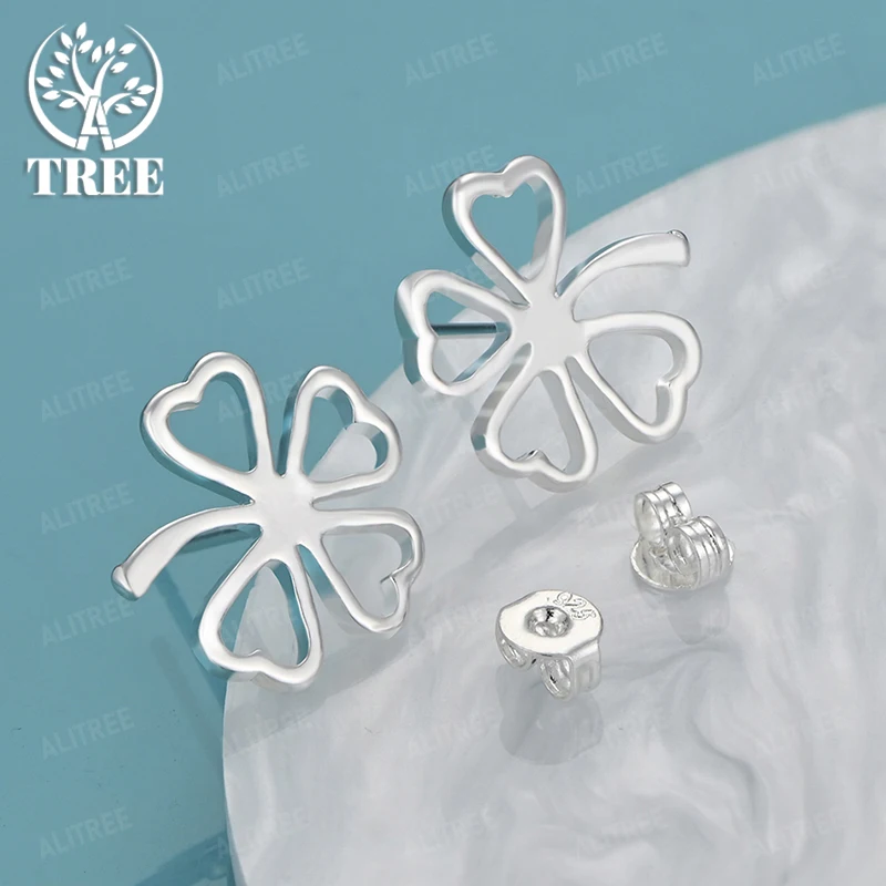 Four Leaf Clover 925 Sterling Silver Hollow Stud Earrings Women Wedding Party Pretty Jewelry Valentine's Day Gift Accessories
Four Leaf Clover 925 Sterling Silver Hollow Stud Earrings Women Wedding Party Pretty Jewelry Valentine's Day Gift Accessories