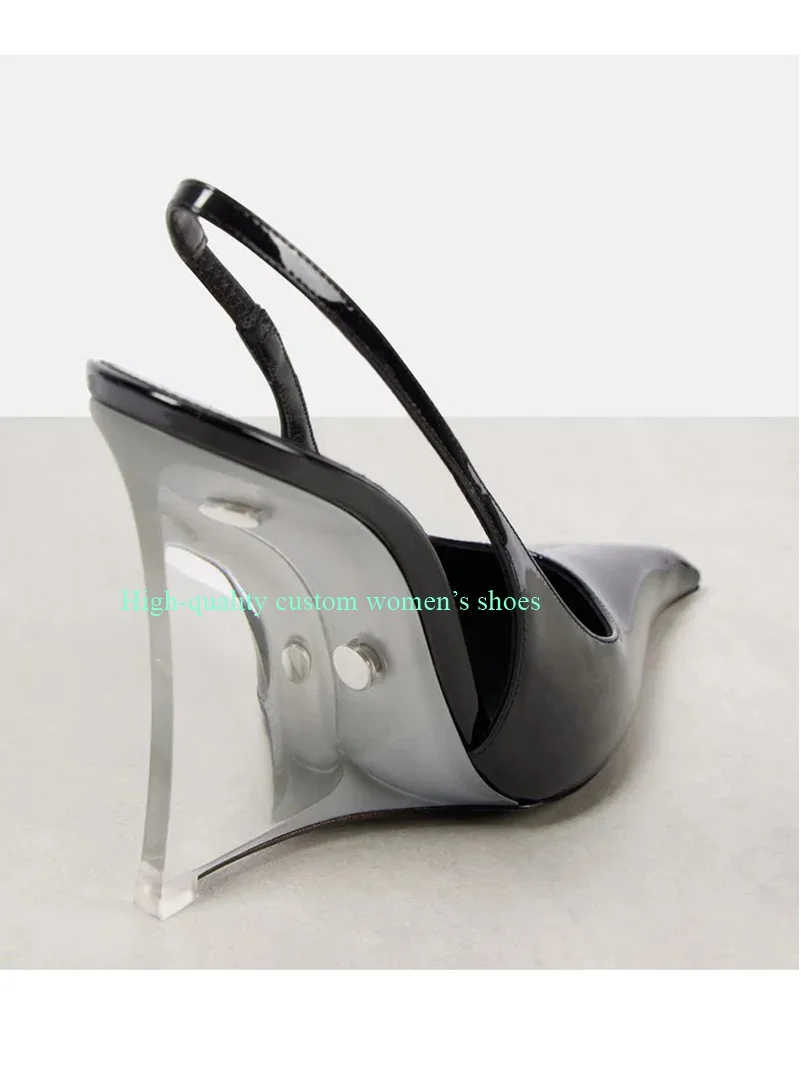 Sexy Small Square Head Shallow V-shaped The Instep Is Closed High-Quality Shoes Unique Heels Transparent Wedge Heels Luxury
Sexy Small Square Head Shallow V-shaped The Instep Is Closed High-Quality Shoes Unique Heels Transparent Wedge Heels Luxury