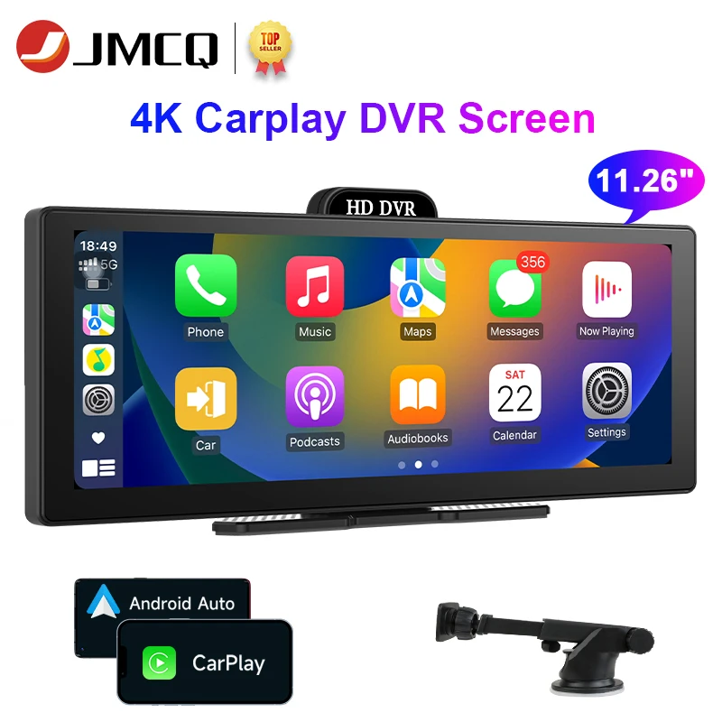 Видеорегистратор JMCQ 11,26 дюйма 4K с функцией зеркала заднего вида, Wi-Fi, беспроводным CarPlay и Android Auto, двойной объектив, видеорегистратор, GPS, AUX
Видеорегистратор JMCQ 11,26 дюйма 4K с функцией зеркала заднего вида, Wi-Fi, беспроводным CarPlay и Android Auto, двойной объектив, видеорегистратор, GPS, AUX