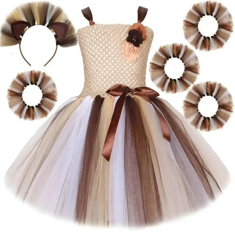 Brown Lion Costumes for Girls Halloween Carnival Tutus Outfit with Hairs Bow Wrists Circle Kids Jungle Animal Party Fancy Dress
Brown Lion Costumes for Girls Halloween Carnival Tutus Outfit with Hairs Bow Wrists Circle Kids Jungle Animal Party Fancy Dress