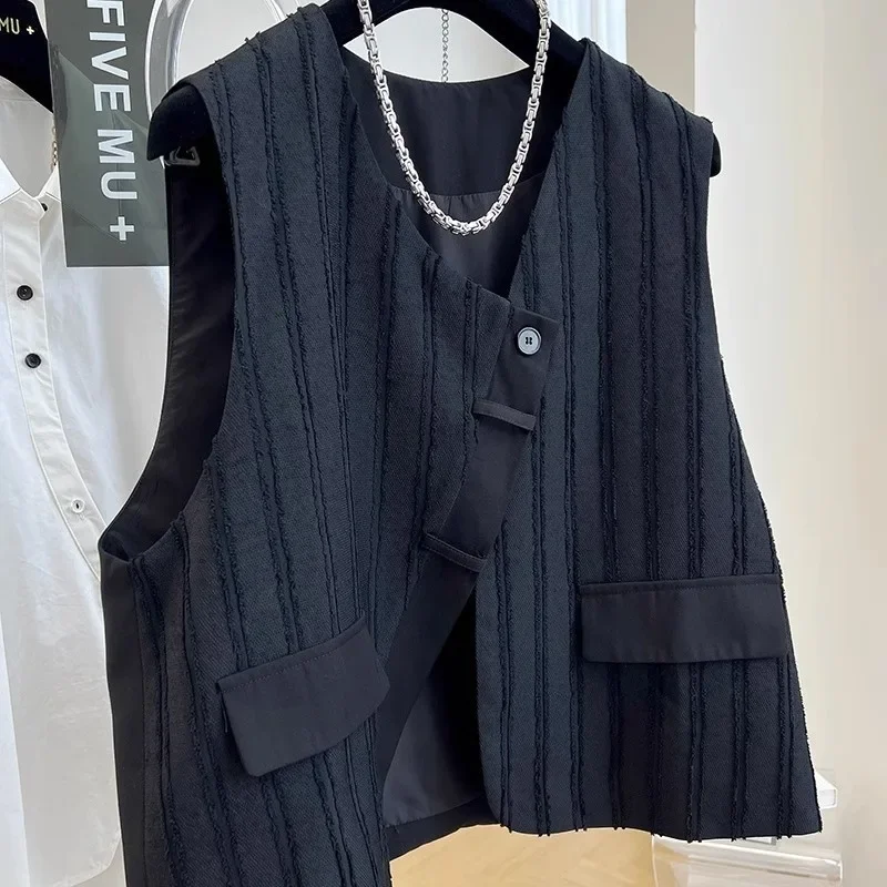 Fashion Design Short Vest Women Vintage V-neck Korean Female Casual Loose Waistcoat Black Spring Chic Sleeveless Blazer E236
Fashion Design Short Vest Women Vintage V-neck Korean Female Casual Loose Waistcoat Black Spring Chic Sleeveless Blazer E236