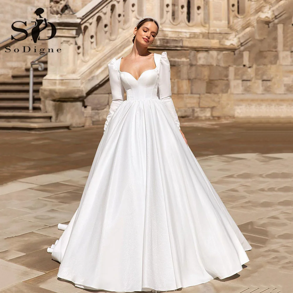 SoDigne Long Sleeves Modern Wedding Dresses With Bow Ball Gowns Princess Bridal Dress Elegant robe de mariée Women Wedding Gowns
SoDigne Long Sleeves Modern Wedding Dresses With Bow Ball Gowns Princess Bridal Dress Elegant robe de mariée Women Wedding Gowns