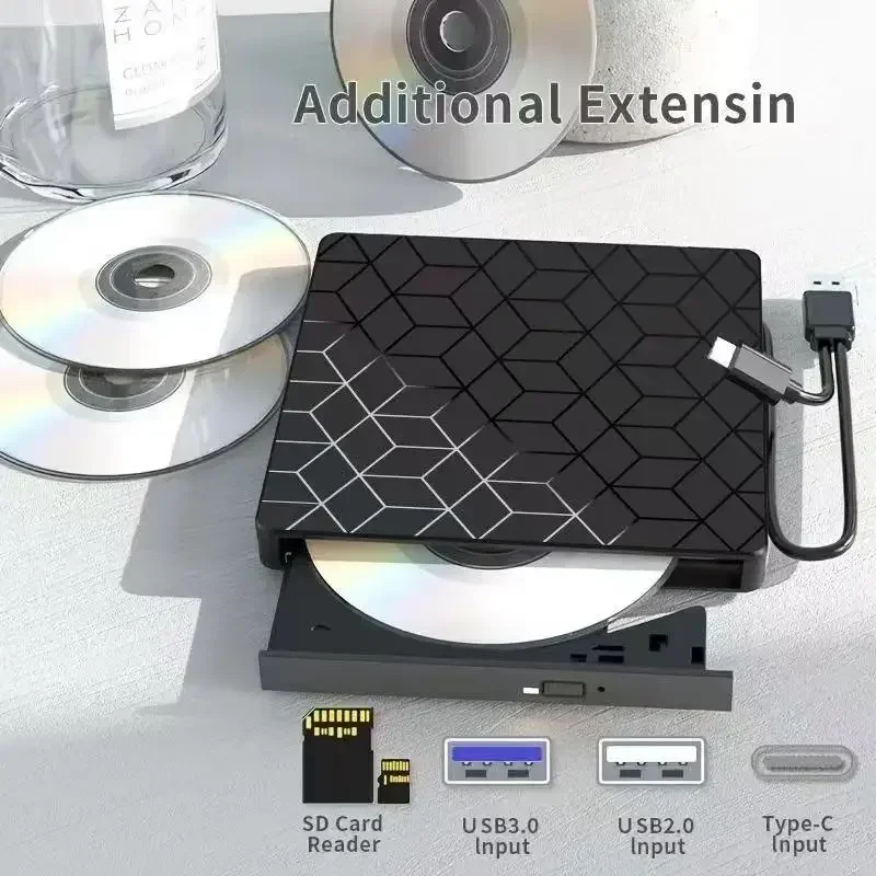 Внешний привод для компакт-дисков/DVD 7-в-1, USB3.0 и тип C, оптический привод, записывающее устройство, плеер, записывающее устройство для портативных ноутбуков, настольных компьютеров
Внешний привод для компакт-дисков/DVD 7-в-1, USB3.0 и тип C, оптический привод, записывающее устройство, плеер, записывающее устройство для портативных ноутбуков, настольных компьютеров
