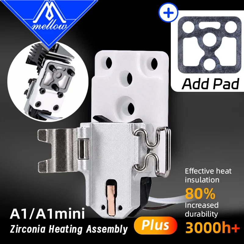 New Mellow Ceramic Zirconia Hotend Heating Assembly Plus Kit Insulation Element Compatible With Bambu Lab A1/A1 Mini
New Mellow Ceramic Zirconia Hotend Heating Assembly Plus Kit Insulation Element Compatible With Bambu Lab A1/A1 Mini