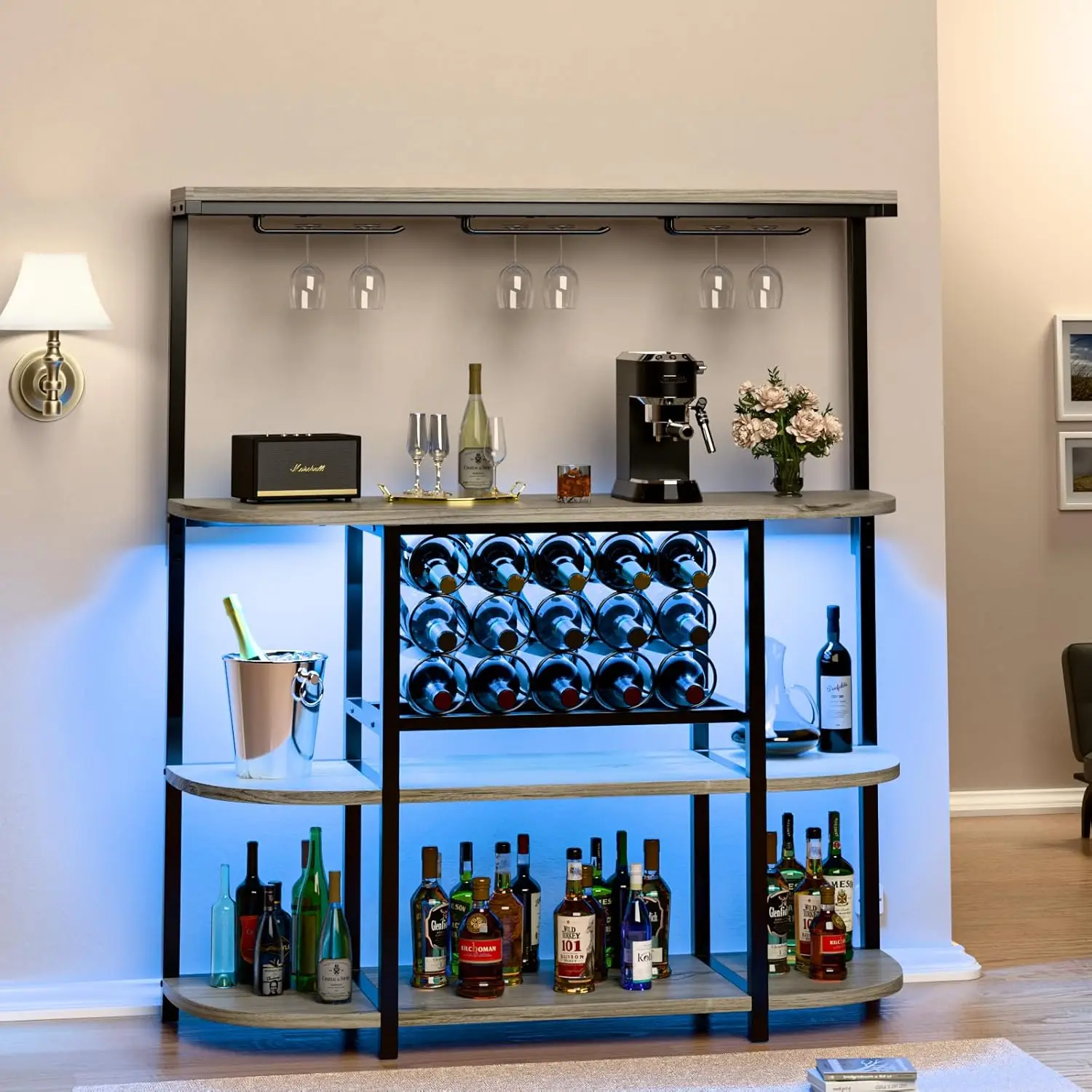 Wine Bar Cabinet with Power Outlet and LED Lights, Home Bar Cabinet Table for Liquor, Freestanding
Wine Bar Cabinet with Power Outlet and LED Lights, Home Bar Cabinet Table for Liquor, Freestanding